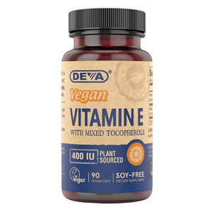 Deva Vegan Vitamins, Vegan Vitamin E With Mixed Tocopherols, 400 IU, 90 Veg Caps