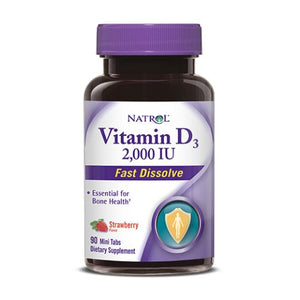 Natrol, Fast Dissolve Vitamin D3 Strawberry, 2000 IU, 90 Tabs