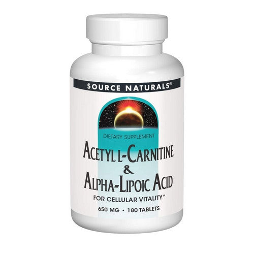 Source Naturals, Acetyl L-Carnitine And Alpha-Lipoic Acid, 650 Mg, 180 Tabs