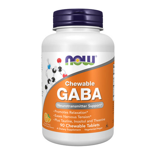 Now Foods, GABA, 250 mg, Orange Flavour 90 chewables