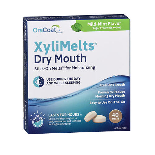 OraCoat, XyliMelts Dry Mouth Stick-On Melts Mild-Mint, 40 Count