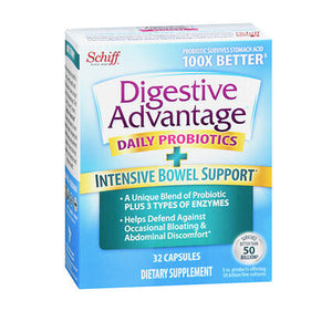 Schiff, Digestive Advantage Daily Probiotics Plus Intensive Bowel Support, 32 Caps