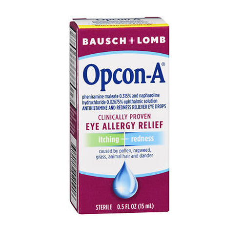 Bausch + Lomb, Opcon-a Antihistamine And Redness Reliever Eye Drops, 0.5 Oz
