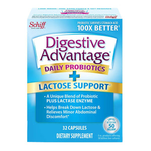 Schiff, Digestive Advantage Daily Probiotics + Lactose Support, 32 caps