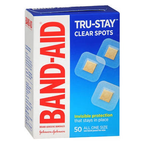 Band-Aid, Tru-Stay Clear Spots Adhesive Bandages 7/8 X 7/8 Inch, 50 each