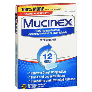 Mucinex, Expectorant 12 Hour Extended Release Maximum Strength, 28 Tabs