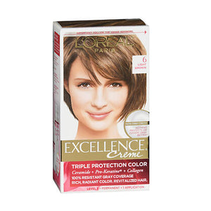 L'oreal, Paris Excellence Creme Permanent Triple Care Hair Color 6 Light Brown, Light Brown 1 each