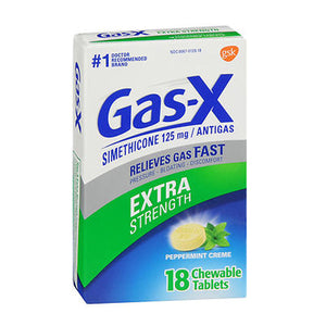 Gas-X, Simethicone Antigas Extra Strength Peppermint Crème, 18 Chewable Tablets