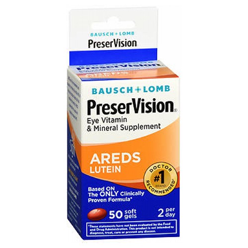 Bausch + Lomb, Preser Vision Eye Vitamin And Mineral Supplement Areds Lutein, 50 Softgels