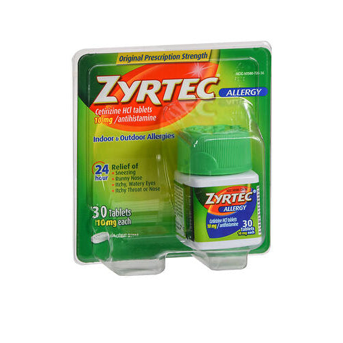 Zyrtec, Allergy Cetirizine HCl 24 Hour, 10 mg, 30 Tabs