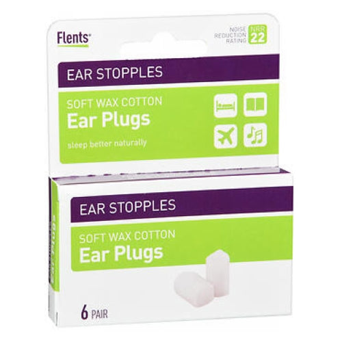 Flents, Protechs Ear Stopples Soft Wax Cotton Ear Plugs, 6 pair