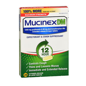 Mucinex Dm, Expectorant And Cough Suppressant 12 Hour Extended-Release Maximum Strength, 28 tabs