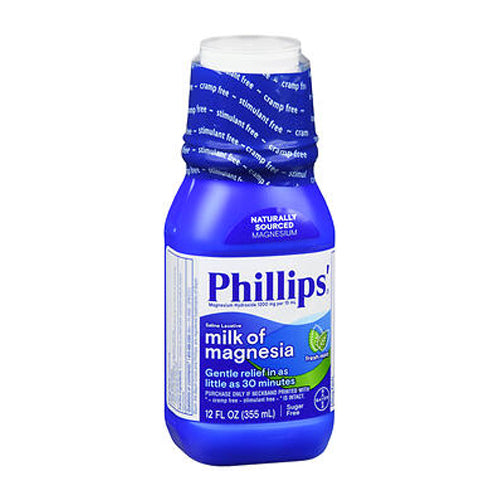 Philips, Milk Of Magnesia Magnesium Hydroxide Saline Laxative Fresh Mint, 1200 Mg, 12 Oz