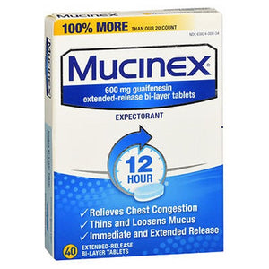 Mucinex, Expectorant 12 Hour Extended-Release, 600 mg, 40 tabs