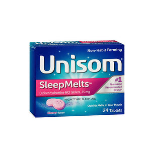 Unisom, Sleepmelts Nighttime Sleep-Aid Diphenhydramine Hcl Tablets Cherry, 25 Mg, 24 Count