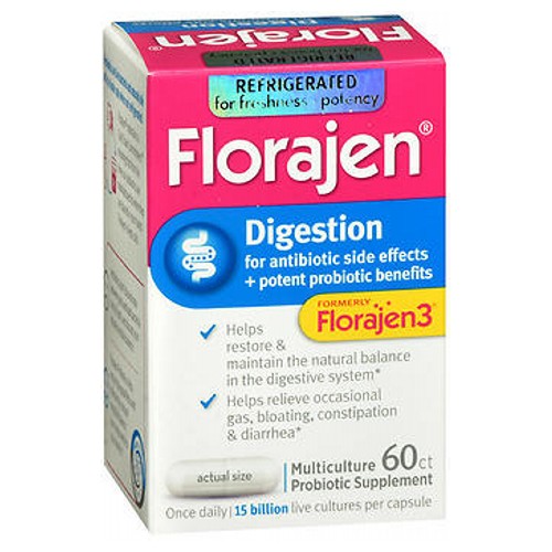 Florajen, Digestion Multiculture Probiotic, 60 caps