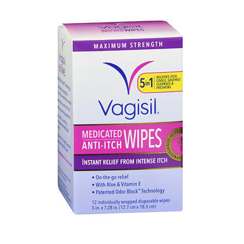 Vagisil, Medicated Anti-Itch Wipes Maximum Strength, 12 Count