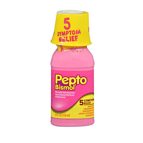 Pepto-Bismol, Bismuth Subsalicylate Upset Stomach Reliever Antidiarrheal Liquid, 4 oz