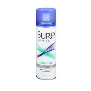 Sure, Antiperspirant And Deodorant Aerosol Unscented, 6 Oz