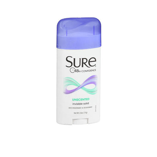 Sure, Antiperspirant And Deodorant Invisible Solid Unscented, 2.6 Oz
