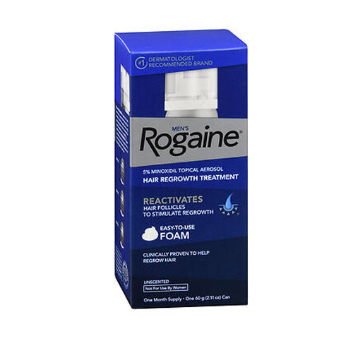 Rogaine, Men'S 5% Minoxidil Hair Regrowth Treatment Topical Aerosol Foam Unscented, 2.11 oz