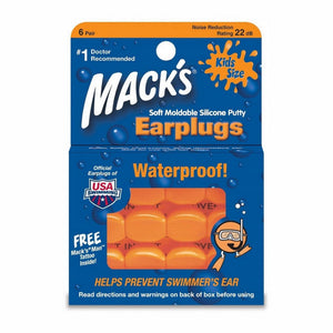 Mack's, Soft Moldable Silicone Putty Earplugs Kids Size, 6 Pairs
