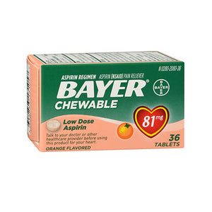 Bayer, Children'S Aspirin Chewable Low Dose Organe, 81 Mg, 36 Tabs