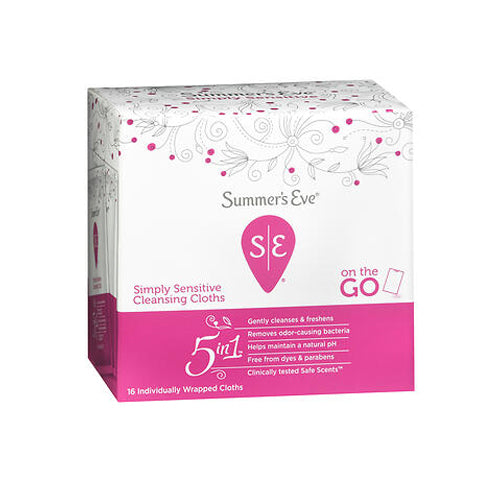 Summers Eve, Feminine Cleansing Cloths Sensitive Skin Summers, 16 Count