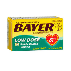 Bayer, Low Dose Safety Coated Aspirin Regimen Pain Reliever, 81 Mg, 32 Tabs