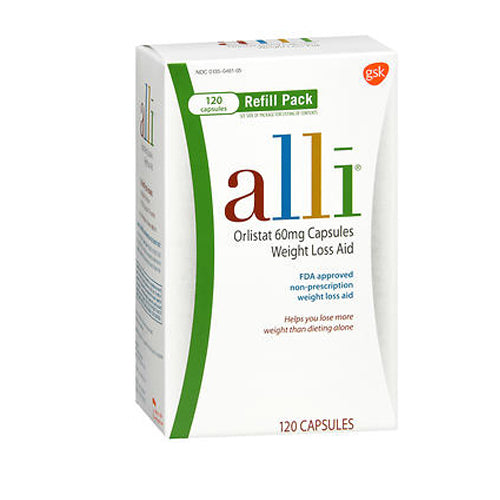 Alli, Orlistat Weight Loss Aid Refill Pack, 60 Mg, 120 Capsules