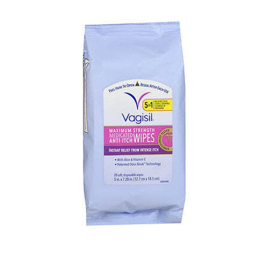 Vagisil, 1% Pramoxine Hydrochloride Medicated Anti-Itch Wipes Maximum Strength, 20 Count