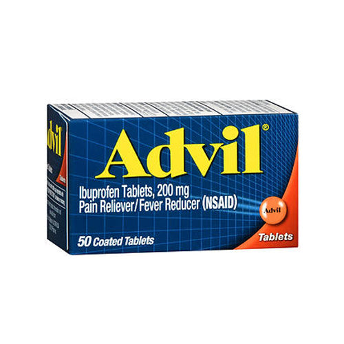 Advil, Ibuprofen Pain Reliever Fever Reducer Coated, 200 mg, 50 tabs