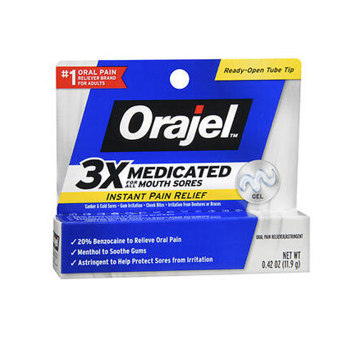 Orajel, 3X Medicated Mouth Sores Gel Extra Strength, 0.42 oz