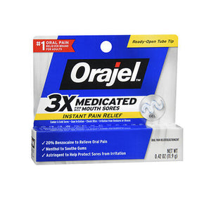 Orajel, 3X Medicated Mouth Sores Gel Extra Strength, 0.42 oz