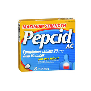 Pepcid, Ac Famotidine Acid Reducer Tablets Maximum Strength, 20 Mg, 8 Tabs