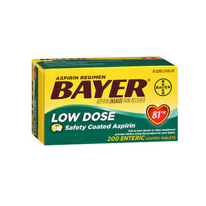 Bayer, Low Dose Safety Coated Aspirin Regimen Pain Reliever Tablets, 81 Mg, 200 Count