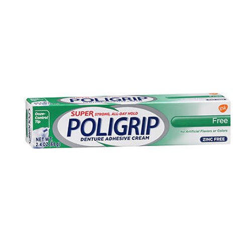 Super Poligrip, Denture Adhesive Cream Free, 2.4 Oz