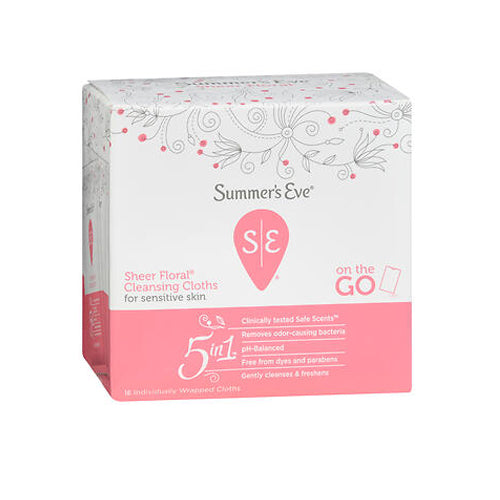 Summers Eve, Feminine Cleansing Cloths Sensitive Skin Sheer Floral Summers, 16 Count
