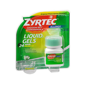 Zyrtec, Allergy Cetirizine Hci 24 Hour Liquid Gels, 10 mg, 25 caps