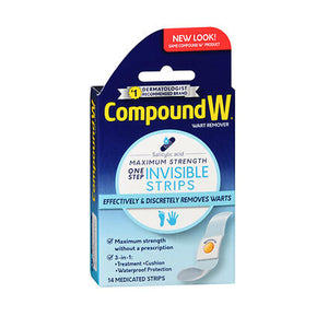 Compound W, Wart Remover Salicylic Acid One Step Invisible Medicated Strips Maximum Strength, 14 Count
