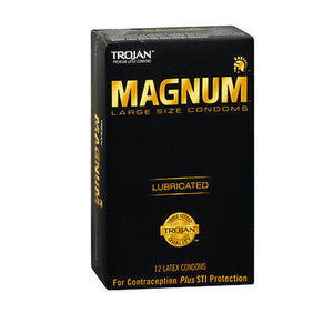 Trojan, Magnum Lubricated Latex Condoms, Box Of 12