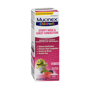 Mucinex, Children'S Stuffy Nose And Chest Congestion Liquid Very Berry, 4 Oz