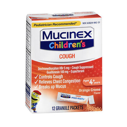 Mucinex, Children'S Cough Mini-Melts Packets Orange Creme, 12 Packets
