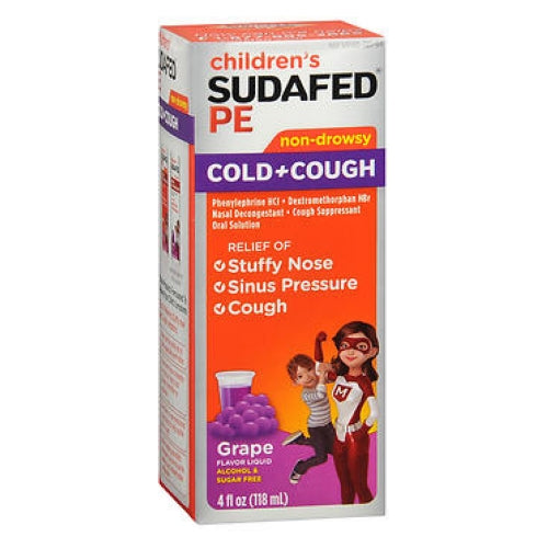 Sudafed Pe, Children'S Cold + Cough Liquid Grape Flavor, 4 Oz