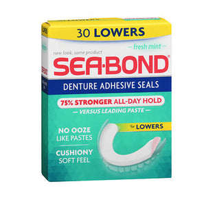 Sea-Bond, Denture Adhesive Seals Lowers Fresh Mint, 30 Count
