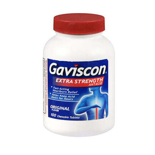 Gaviscon, Antacid Chewable Tablets Extra Strength Original Flavor, 100 Count