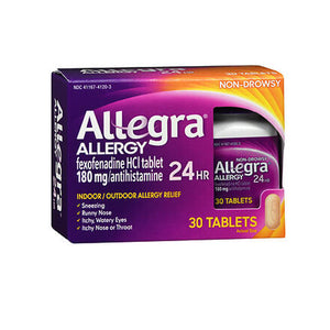 Allegra, Allergy 24 Hr Fexofenadine Hcl Antihistamine Tablets, 180 mg, 30 tabs