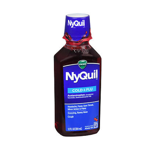 Vicks, Nyquil Cold And Flu Liquid Cherry, 12 Oz