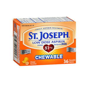 St. Joseph, Low Dose Aspirin Chewable Tablets Orange, 81 mg, 36 Count
