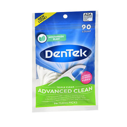 Dentek, Triple Clean Advanced Clean Floss Picks Mouthwash Blast, 90 Count